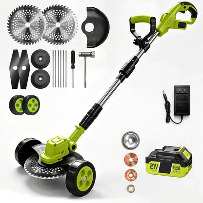 German Precision Craftsmanship 3-in-1 Cordless Lawn Mower with 2×21V Batteries, Eco Emission-Free Electric Grass Cutting Tool