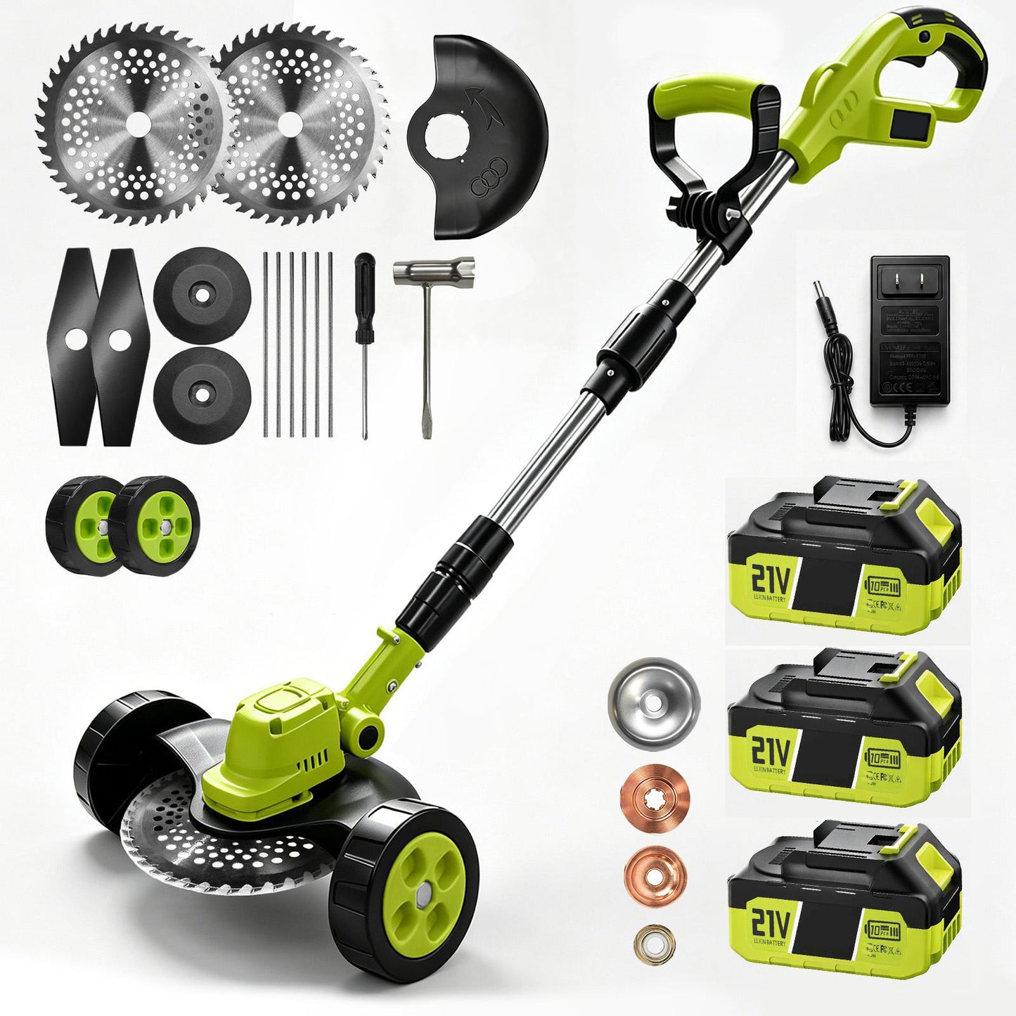 3-in-1 Cordless Lawn Mower | Lightweight Grass Trimmer & Edger | 2×21V Batteries Included