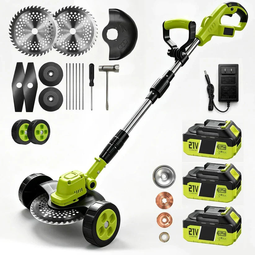 German Precision Craftsmanship 3-in-1 Cordless Lawn Mower with 2×21V Batteries, Eco Emission-Free Electric Grass Cutting Tool