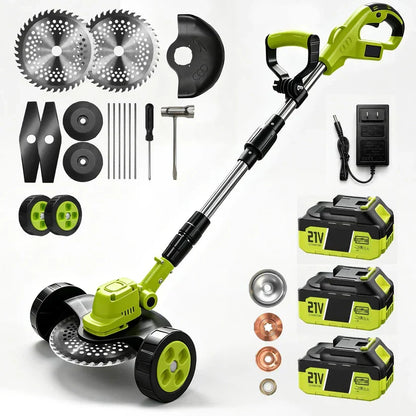 German Precision Craftsmanship 3-in-1 Cordless Lawn Mower with 2×21V Batteries, Eco Emission-Free Electric Grass Cutting Tool