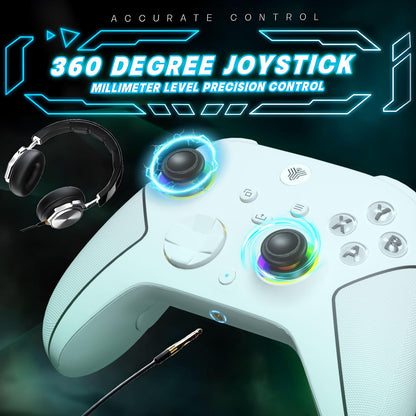 HallEffect Xbox Wireless Controller for Xbox Series X|S & Steam PC with 7 RGB Lights Dual Vibration Turbo Programmable 3.5mm Audio Jack 1000mAh Battery