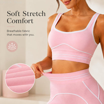 Women's Fashion Versatile High-Waisted Yoga Pants Set, Gym Training Workout Clothes, Outdoor Sports Tennis, Butt-Lifting Tight-Fitting.