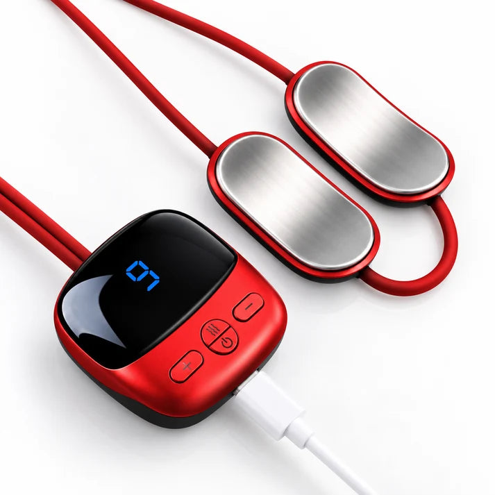 🔥Mini Necklace-Style Neck Massager — 4 Modes, 9 Intensity Levels, 3 Heat Settings, Smart Dual-Pulse Pendant Design!!!💆‍♀️✨