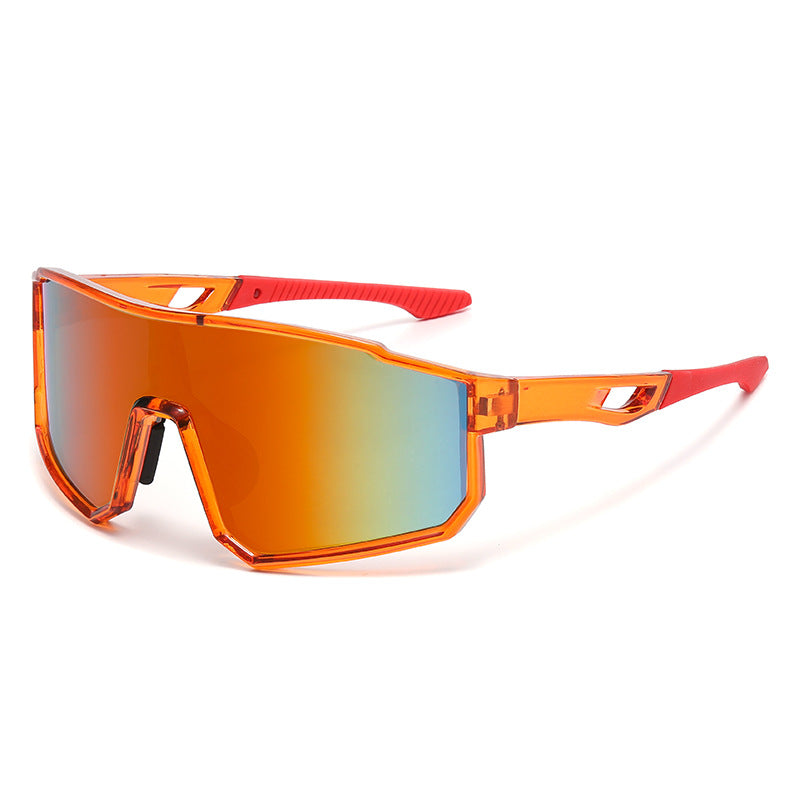 Unisex Statement Sunglasses - Colorful Mirrored 1-Piece Rubber Shield Design, Windproof UV400 Shield