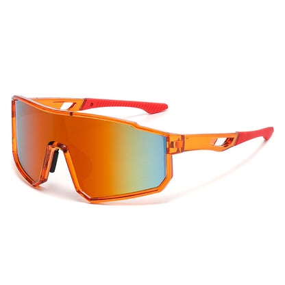 Unisex Statement Sunglasses - Colorful Mirrored 1-Piece Rubber Shield Design, Windproof UV400 Shield