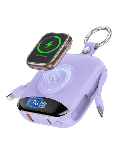 🔥 Hot Sale | 5000mAh Portable Charger Power Bank with Built-in Cables Travel Keychain Battery Pack