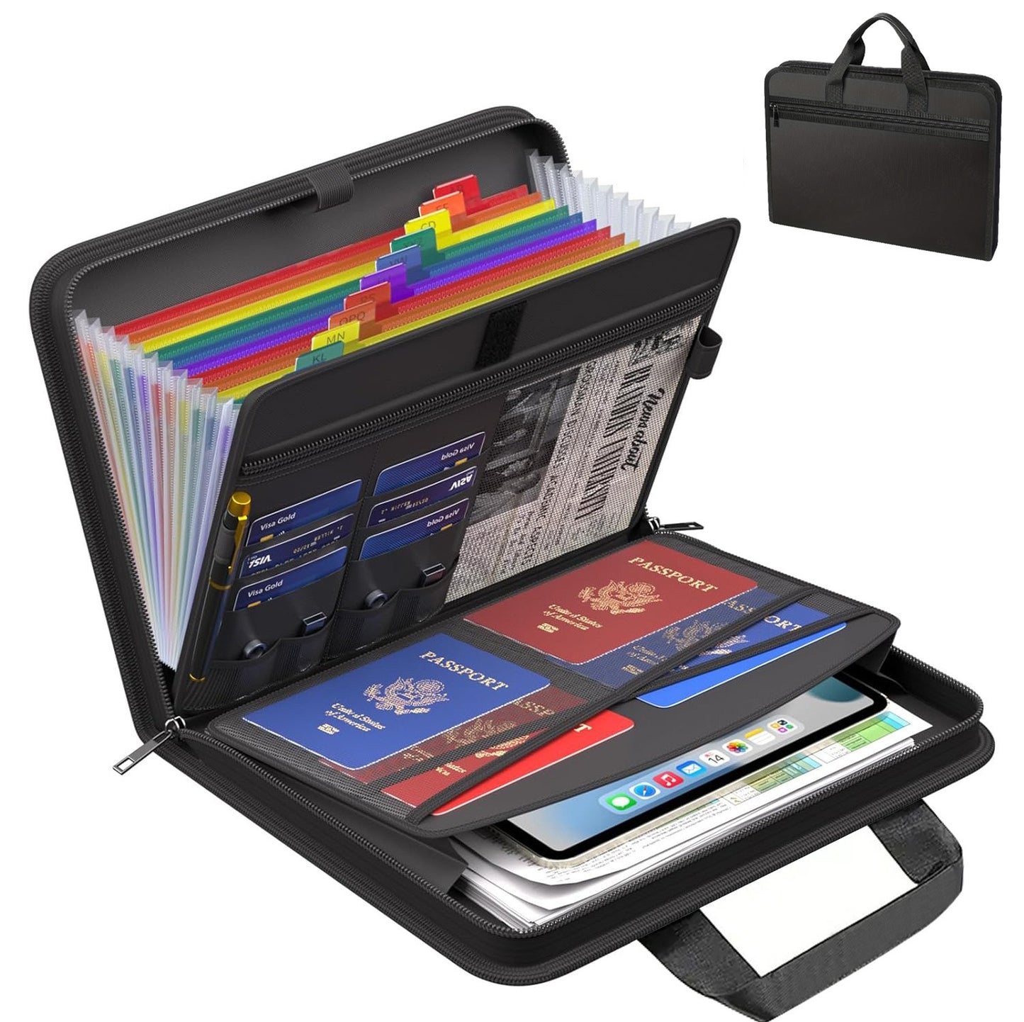 13-Pocket Fireproof & Waterproof Expanding File Organizer with Handle – Large Capacity Accordion Document Folder