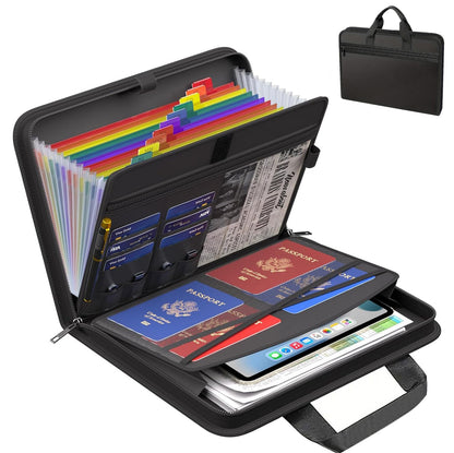 13-Pocket Fireproof & Waterproof Expanding File Organizer with Handle – Large Capacity Accordion Document Folder