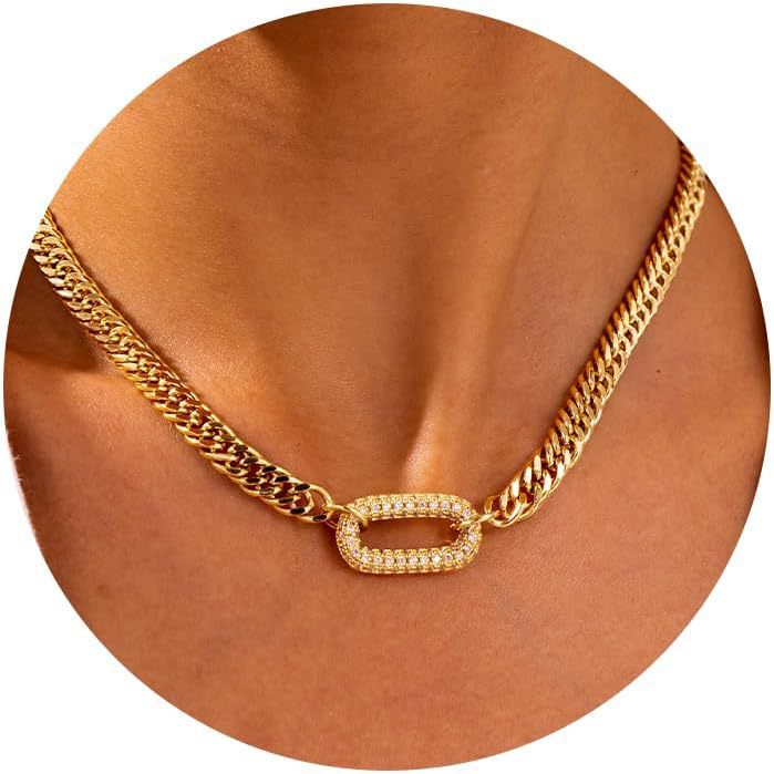 Cuban Link Chain Necklace with Zircon Clasp