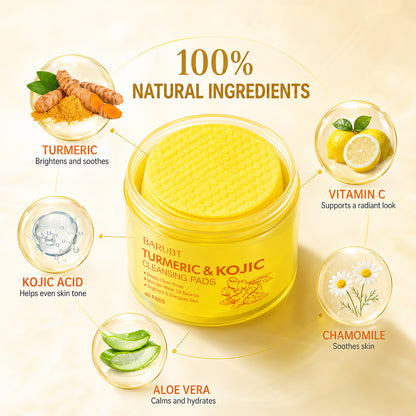 ✨ 50% OFF Turmeric Kojic Acid Cleansing Pads 🌿 Deep Clean Makeup Remover Pads For Brighter Skin