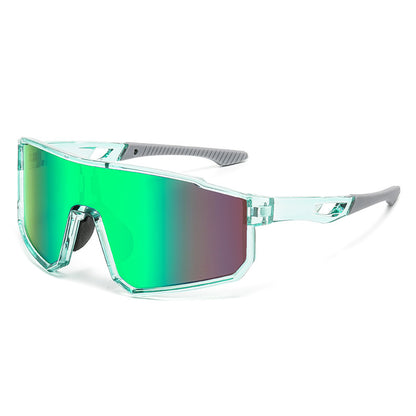 Unisex Statement Sunglasses - Colorful Mirrored 1-Piece Rubber Shield Design, Windproof UV400 Shield