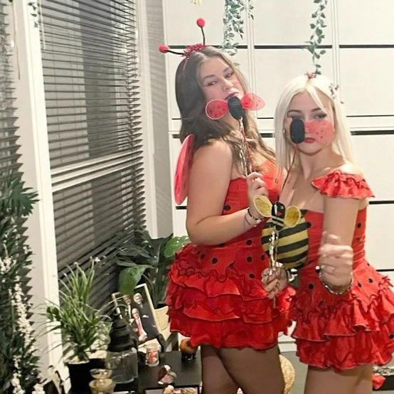 Women's Red Black Polka Dot Ladybug Halloween Festival Print Costume Set