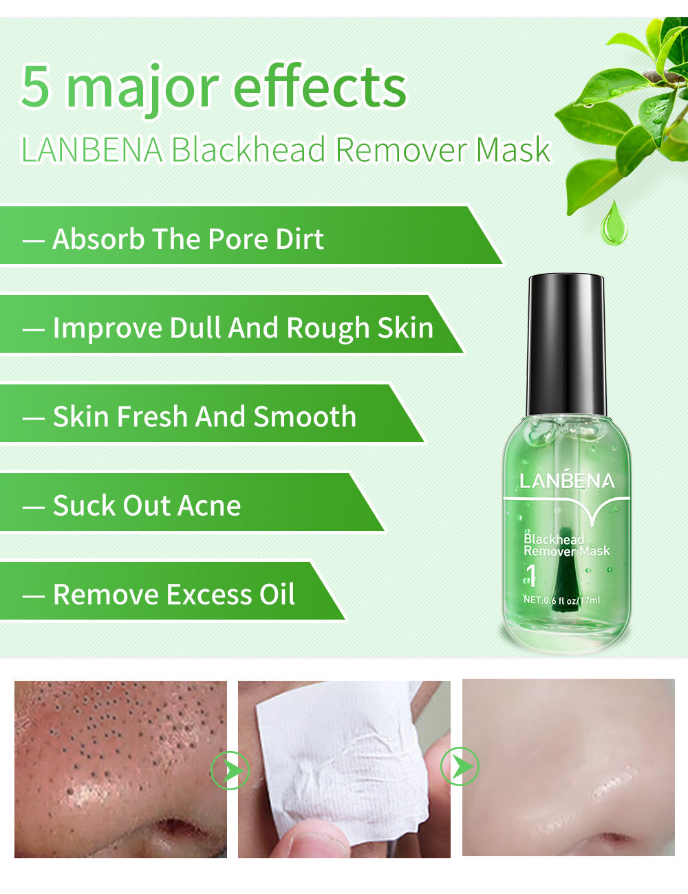 🌿 50% OFF Green Tea Blackhead Remover Kit ✨ 100 Pore Strips + Pore Care Serum