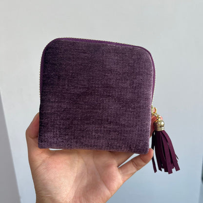 Travel Jewelry Bag Portable Organizer with 5 Compartments Velvet Satin Lining Tassel Zipper