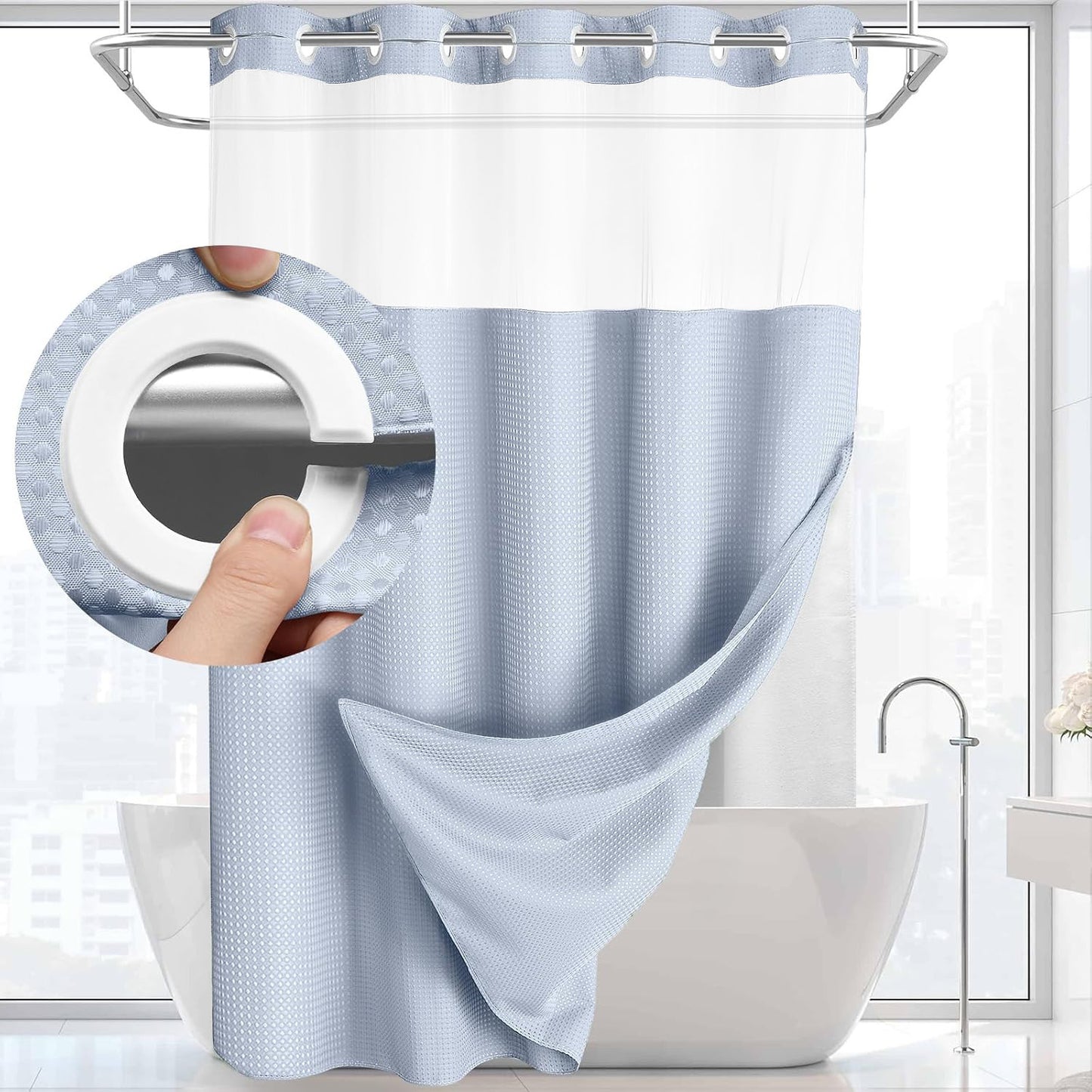 No Hook Shower Curtain