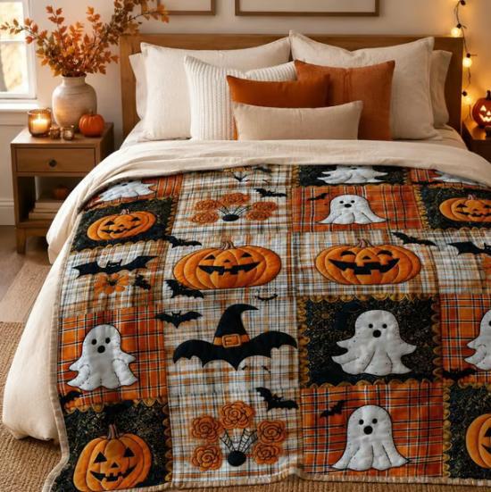 🎃 Halloween Pumpkin Ghost Blanket – Cozy Spooky Throw for Fall Movie Nights, Sofa & Bed