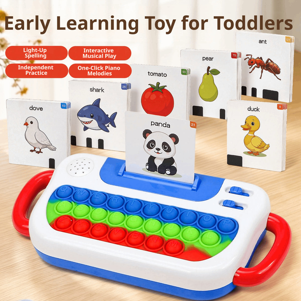 🌈 3-in-1 Interactive Learning Keyboard for Kids ✨ Light-Up Pop It Educational Toy