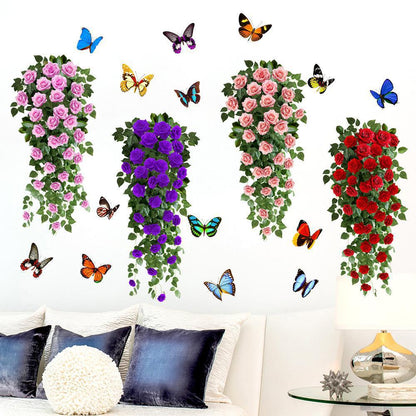 3D Rose Vine Wall Decals – Self-Adhesive Floral Wall Stickers for Bedroom & Living Room Decor