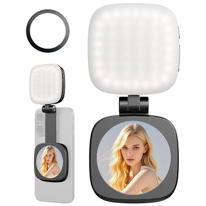 Magnetic Selfie Light with Mirror & Phone Stand