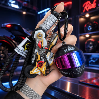 🏍️ Mini Motorcycle Helmet LED Keychain – Light-Up Rider Charm for Keys, Bags & Gifts
