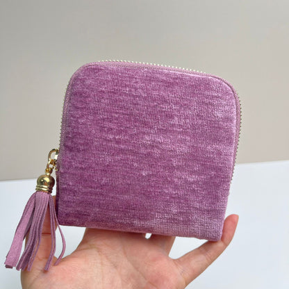 Travel Jewelry Bag Portable Organizer with 5 Compartments Velvet Satin Lining Tassel Zipper
