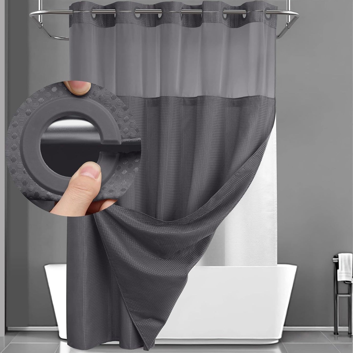 No Hook Shower Curtain