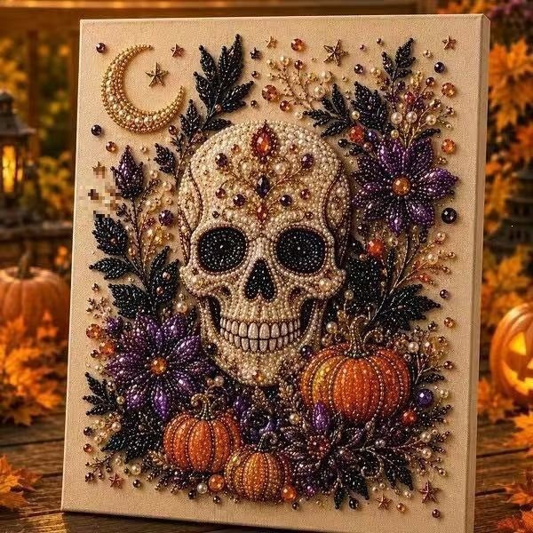 Halloween Ghost Pearl Art DIY Kit, Spooky Cute 3D Diamond Painting Crafts, DIY Fall Home Decor Wall Art, Beginner DIY Seasonal Party Gift