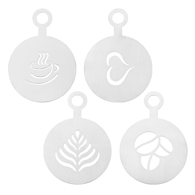 ☕ Stainless Steel Coffee Latte Art Stencil Template - Precision Powder Duster Mold 🍰