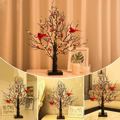 Birch Twig Tree with LED Lights & Birds