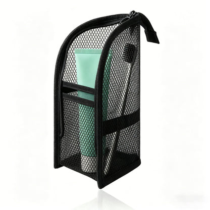 🧼 2-Pack Portable Quick-Dry Mesh Toiletry Bags – Hanging Travel Organizers with Toothbrush Slots!!!