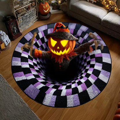 💀Halloween 3D Bottomless Illusion Rug Skeleton Pit Non-Slip Crystal Velvet Mat 🎃
