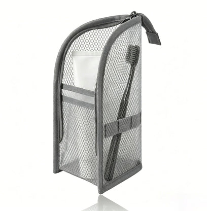 🧼 2-Pack Portable Quick-Dry Mesh Toiletry Bags – Hanging Travel Organizers with Toothbrush Slots!!!