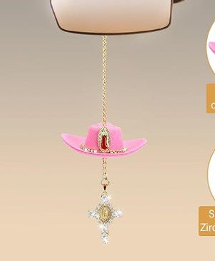 St. Jude Car Blessing Charm. Handmade Protection Gift Decoration, Black Sombrero Car Ornament Car Trinkets