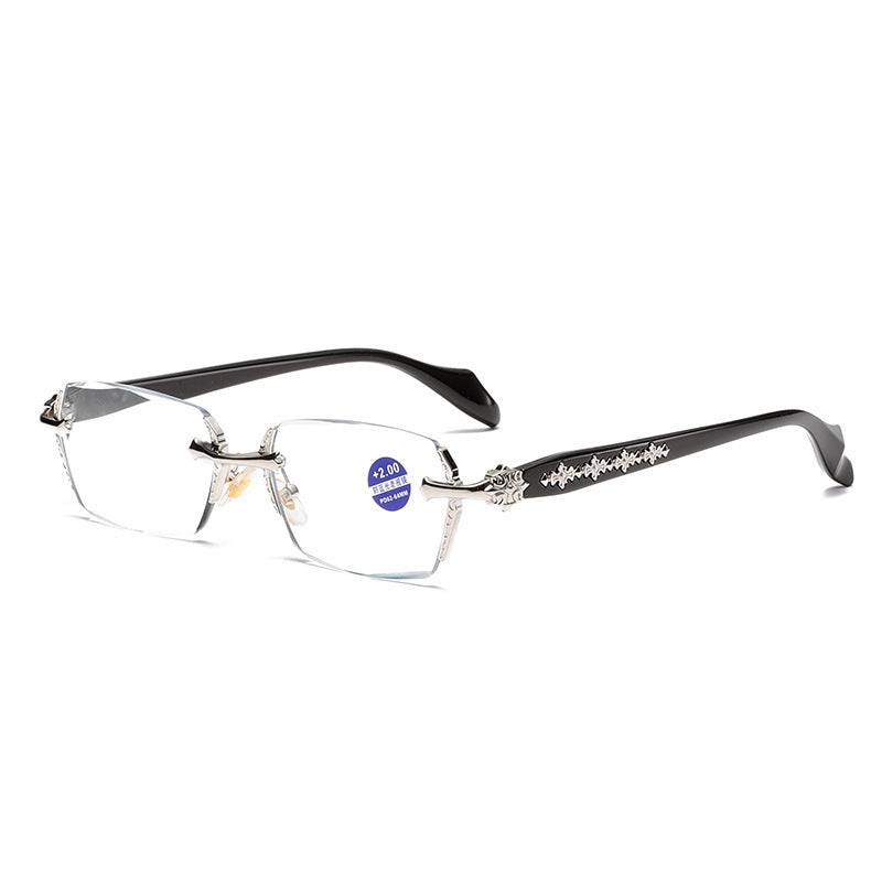 Rimless Diamond-Cut Glasses – Stainless Steel Temple, Unisex