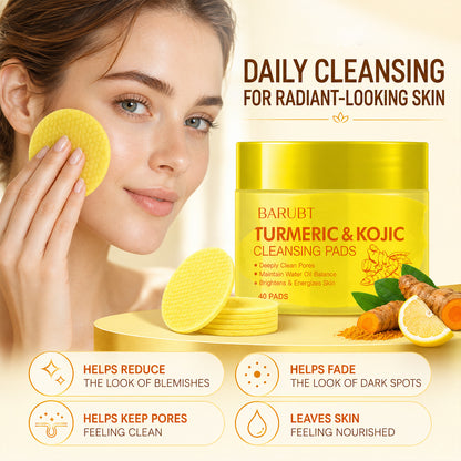 ✨ 50% OFF Turmeric Kojic Acid Cleansing Pads 🌿 Deep Clean Makeup Remover Pads For Brighter Skin