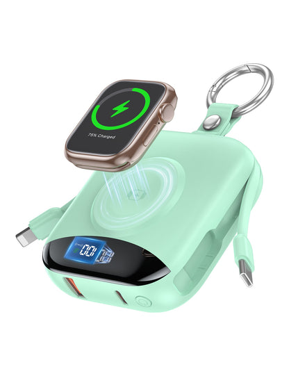 🔥 Hot Sale | 5000mAh Portable Charger Power Bank with Built-in Cables Travel Keychain Battery Pack