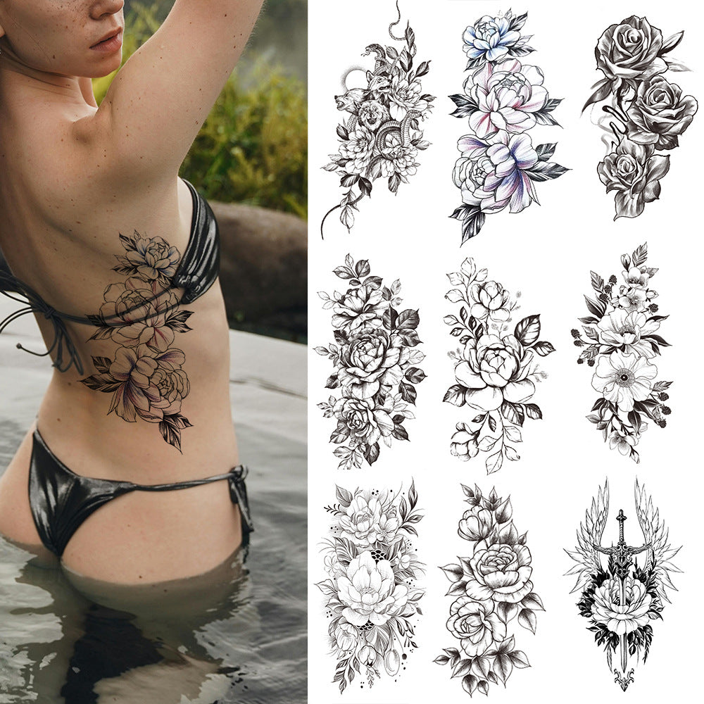 🖤 76 Sheets Large Black Temporary Tattoos – Tribal Wolves, Tigers, Lions, Snakes & Skulls