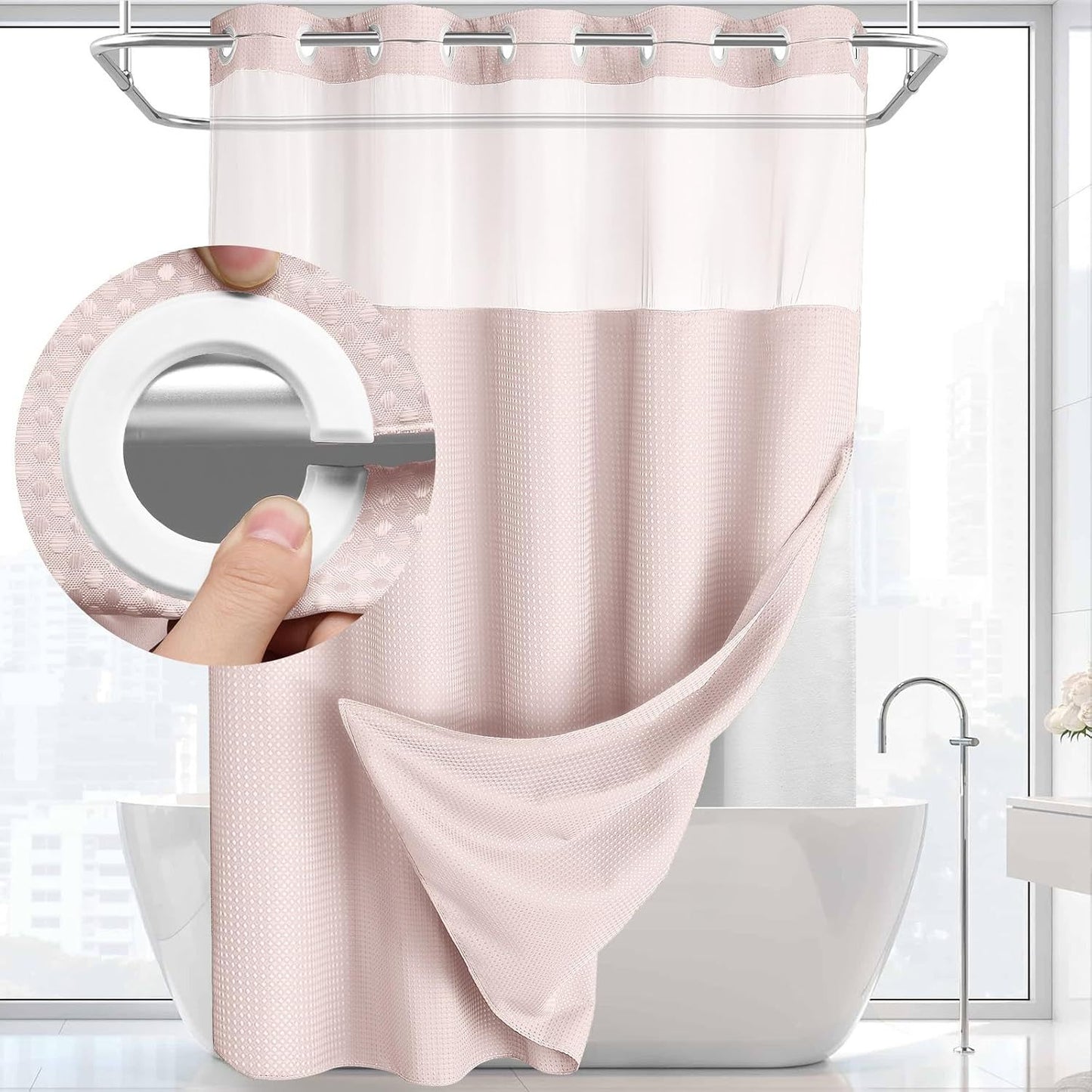No Hook Shower Curtain