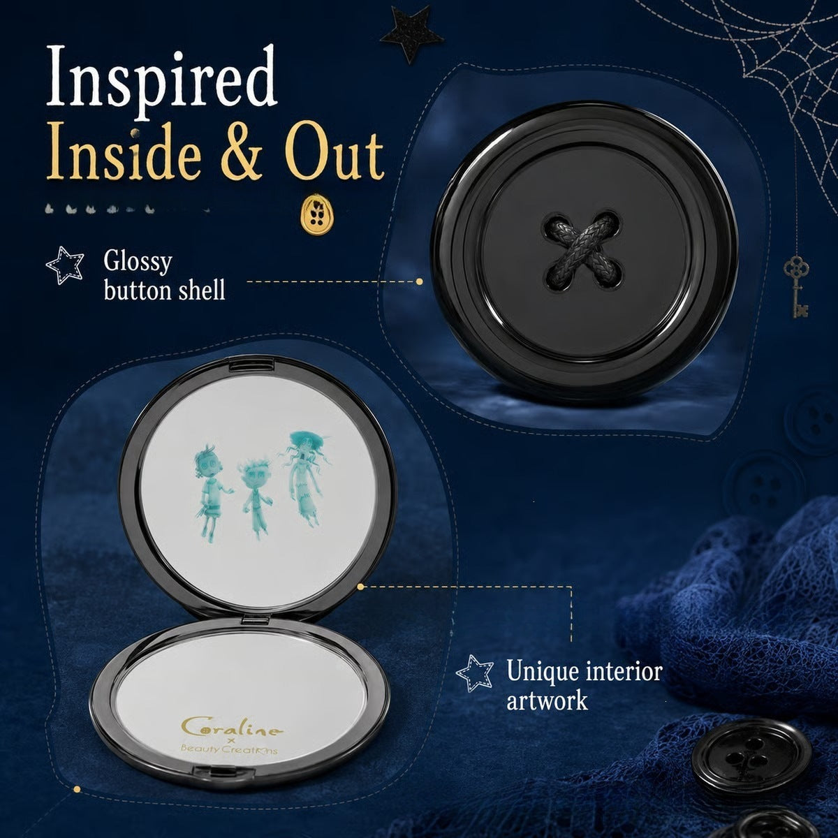 "Button Eyes" Compact Mirror