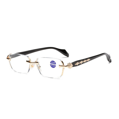 Rimless Diamond-Cut Glasses – Stainless Steel Temple, Unisex