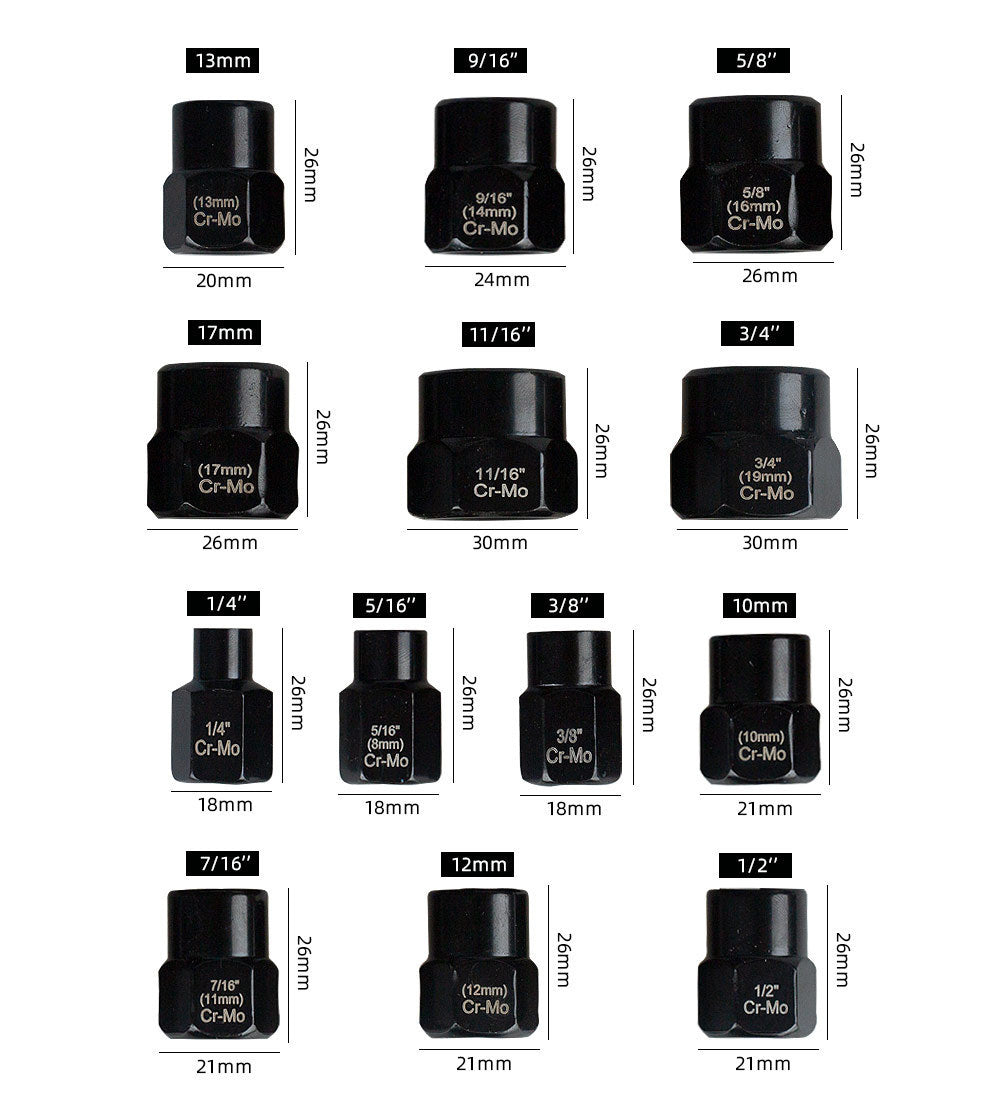 14件套冲击螺栓螺母拆卸器套装