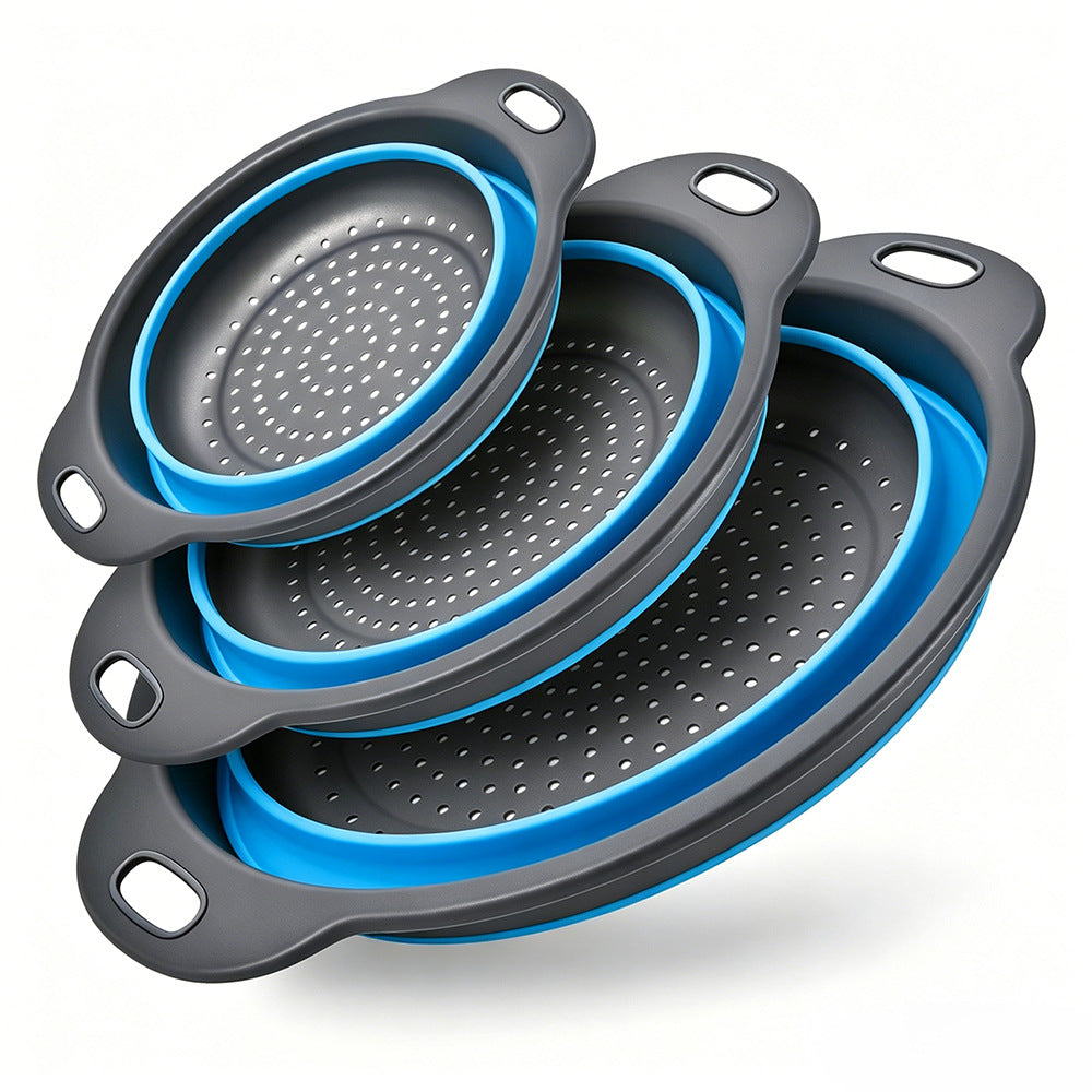 🥗 3-Piece Collapsible Colander Set – Foldable Space-Saving Kitchen Strainers