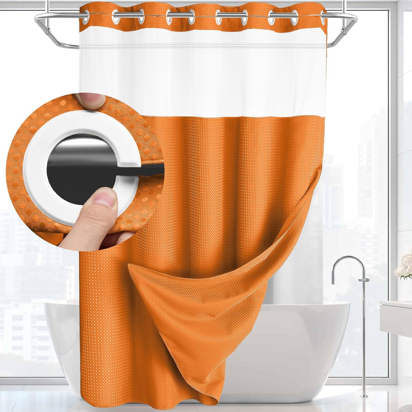 No Hook Shower Curtain