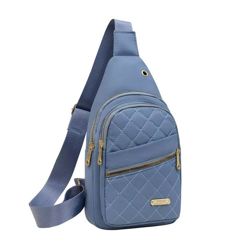 Women's Solid Color Quilted Waterproof Belt Bag - Adjustable Strap, Large Capacity, Matching Multiple Pockets