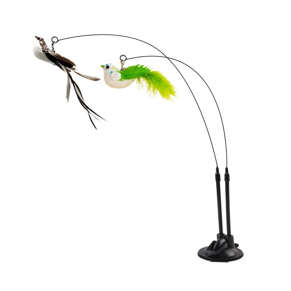 💖Cat Toy Wand Auto Interactive Toys for Indoor Cat 8 in 1 Hands-Free Natural Bird Feather Ball Toys
