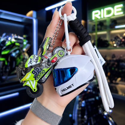 🏍️ Mini Motorcycle Helmet LED Keychain – Light-Up Rider Charm for Keys, Bags & Gifts