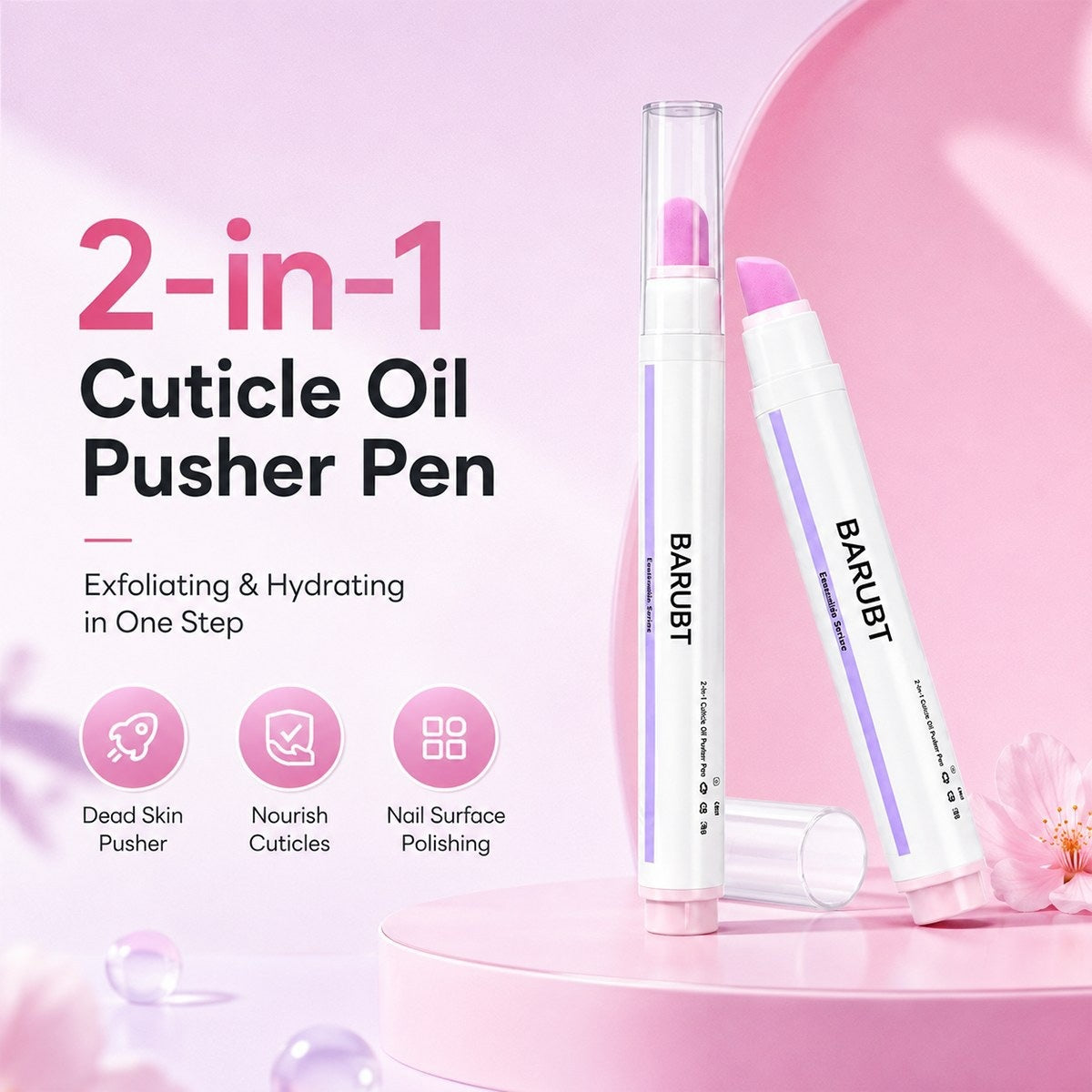 Cuticle Remover Pen Set 2PCS with Oil