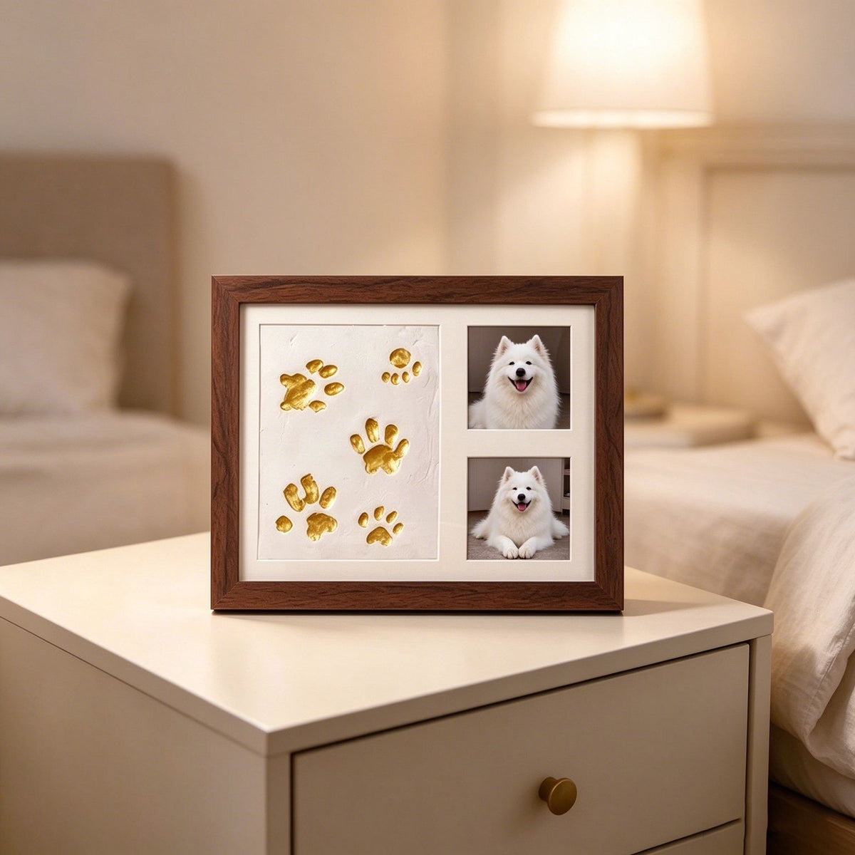 🤍 Tiny Prints Baby & Pet Keepsake Frame – Photo, Handprint & Paw Print Kit