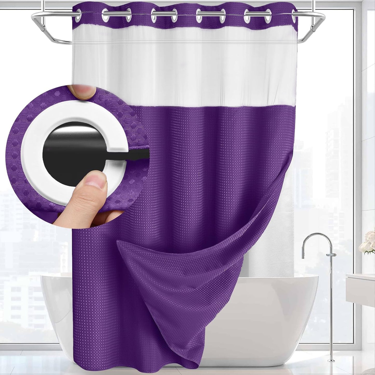 No Hook Shower Curtain