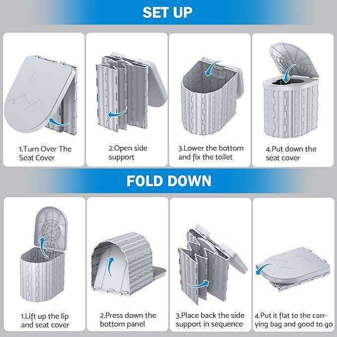 🔥50% OFF – Last Day! 🚽Portable Outdoor Car Folding Toilet, Camping & Travel Emergency Toilet with Odor Control**